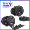 78W Car Charger Socket PD3.0 & QC3.0 Fast Charging Double USB C Ports Waterproof Aluminium For 12V/24V Boats Moto Adapter