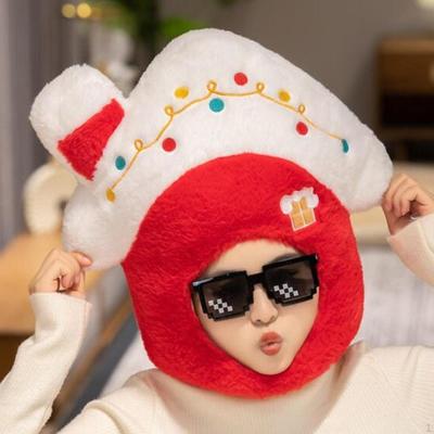 Weihnachtsmütze aus Plüsch, süße Kopfbedeckung, Mütze in Form eines Weihnachtshauses für Partygeschenke, Zubehör