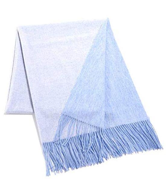 GILDARA RV75 Cashmere Reversible Large Wave Stole for Men and Women Gray x Large Blue 100% (Sky (D0110))