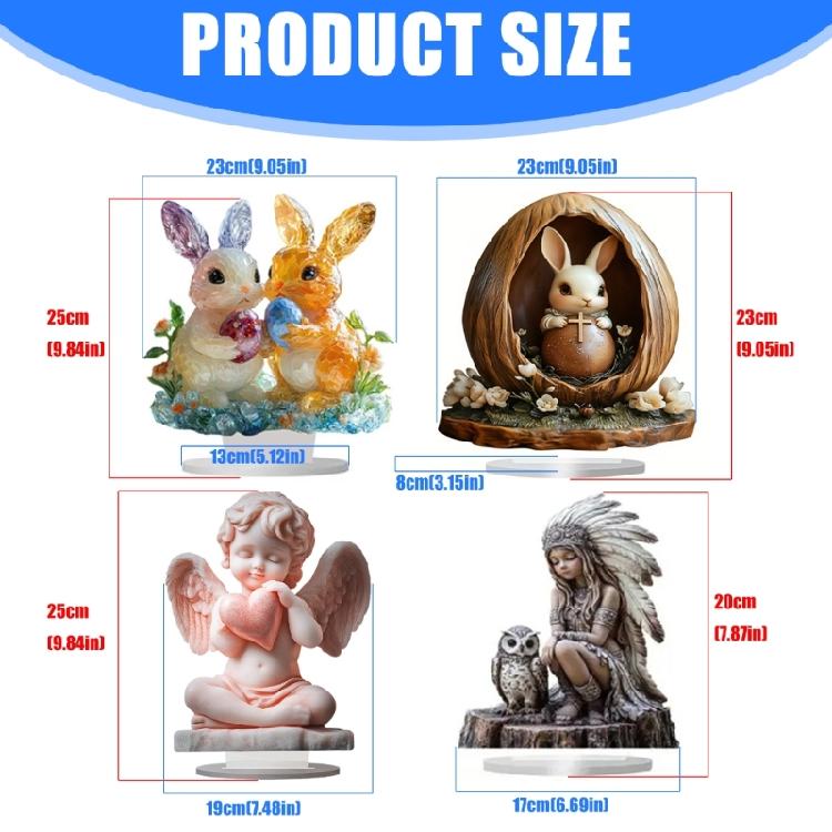 Acrylic Bunnies/Angel Statues Figurines Animal Figurines Sculptures Centerpieces Decorative Ornament for Home Office