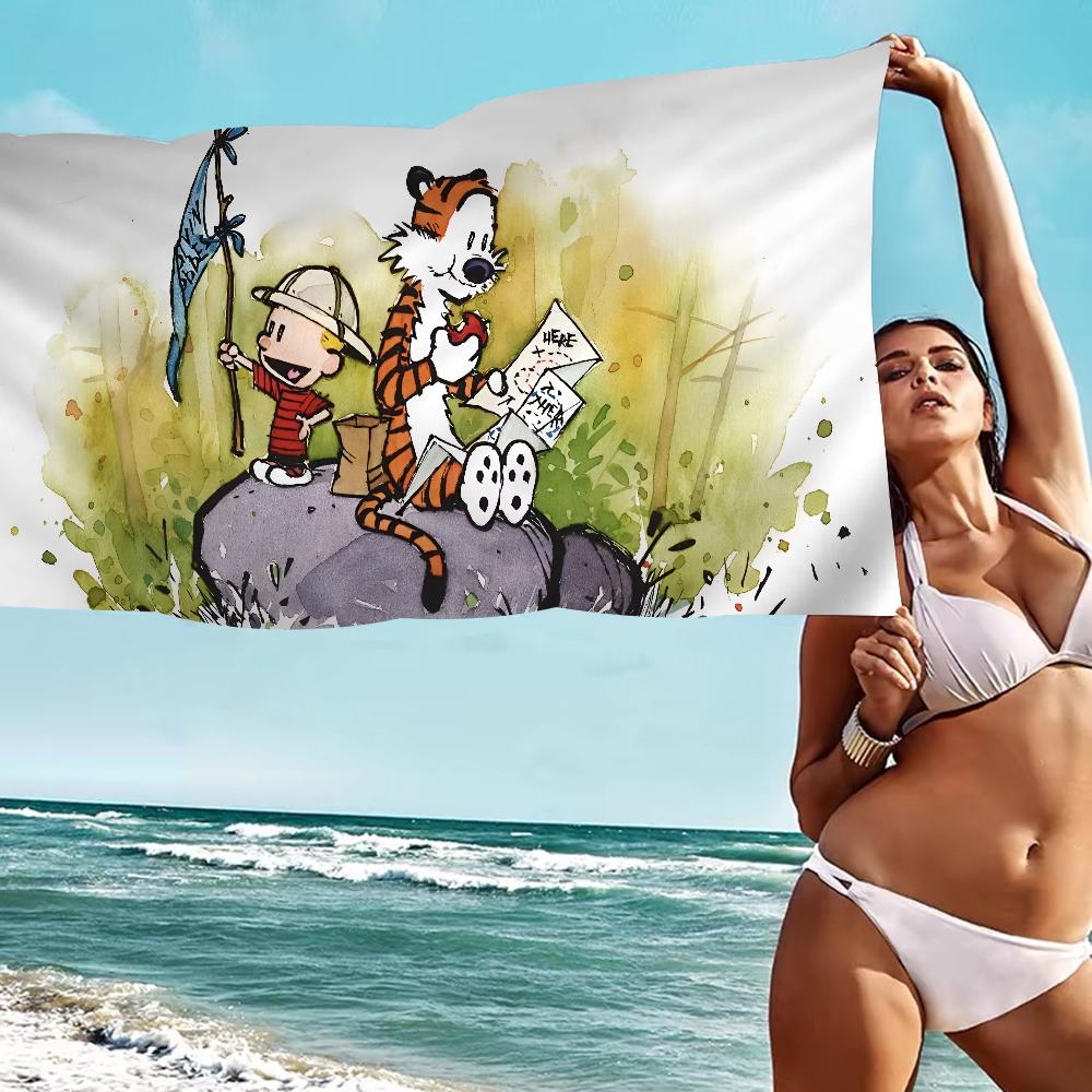 Book C-Calvin and H-Hobbes Big Microfiber Beach Towels Quick Dry Towel Sand Beach Towels Pool Towel for Travel Swim Pool Yoga