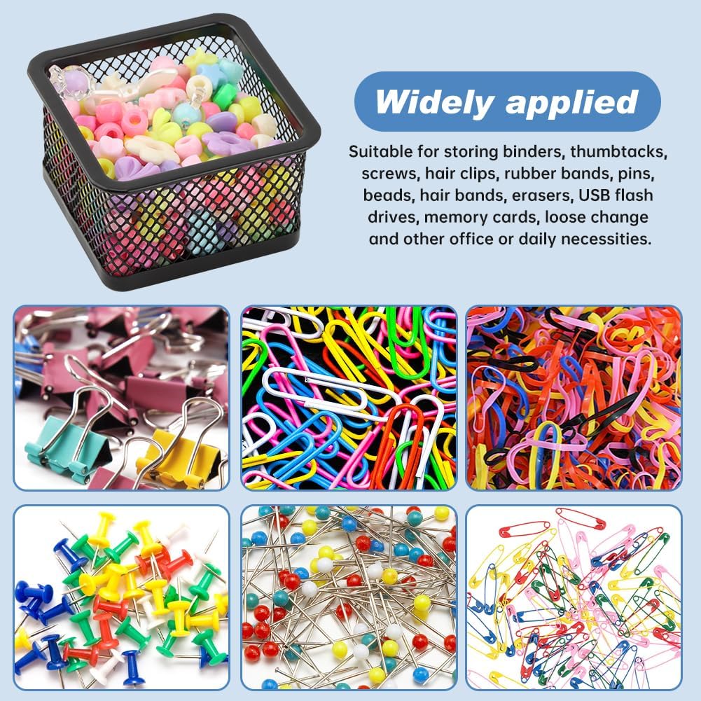 4pcs Paper Clip Holder Mesh Paperclip Holders for Desk Paper Clip Dispenser PaperClip Organizer Office(SIZE:Square/Round)