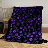 Purple and Outlined Paw Prints Scattered On a Black Background. for All Seasons Blanket Lunch Break Throw Gift