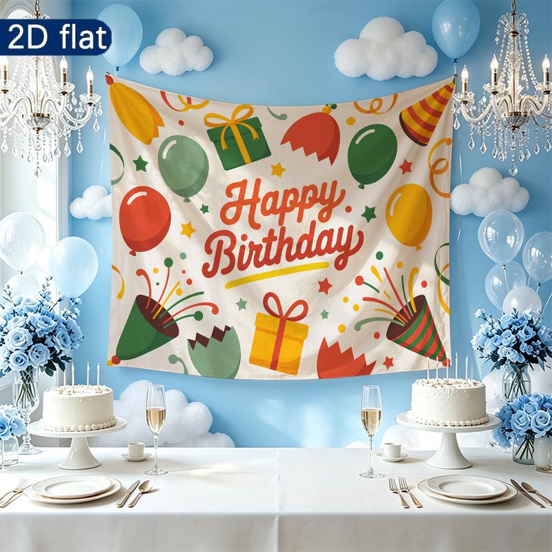 Gifts Polyester Fabric Birthday Party Backdrop, Polyester Banner for Wall Decor & Photo Booth
