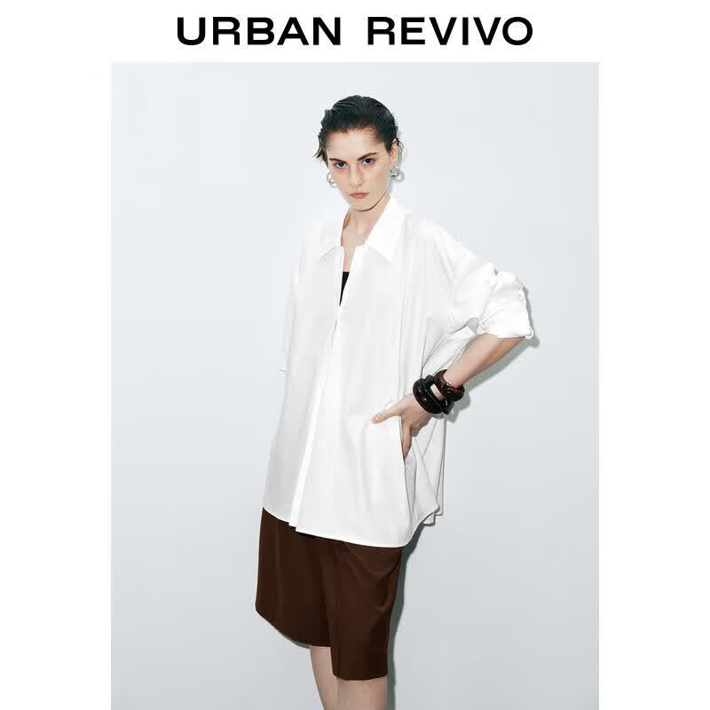 UR Women s Oversized Cotton Blend Button-Front Shirt M