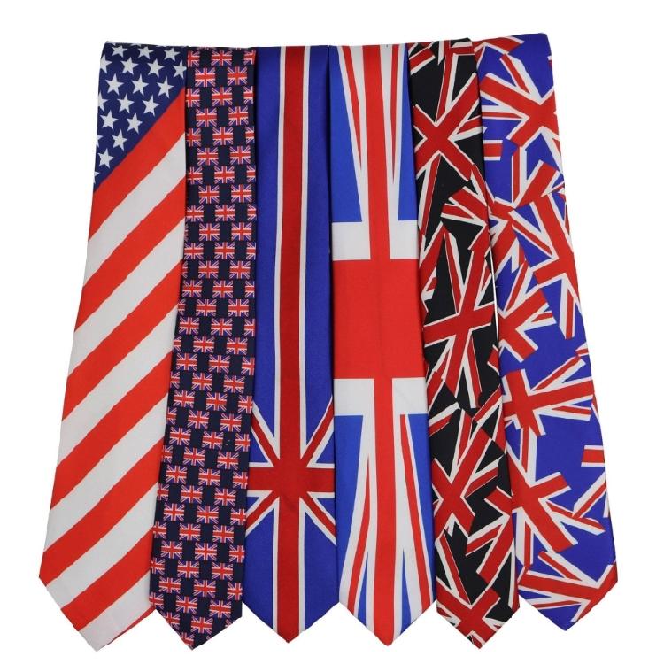 American British Print Neck Tie Wedding Business Suit Patriotics Polyester Tie