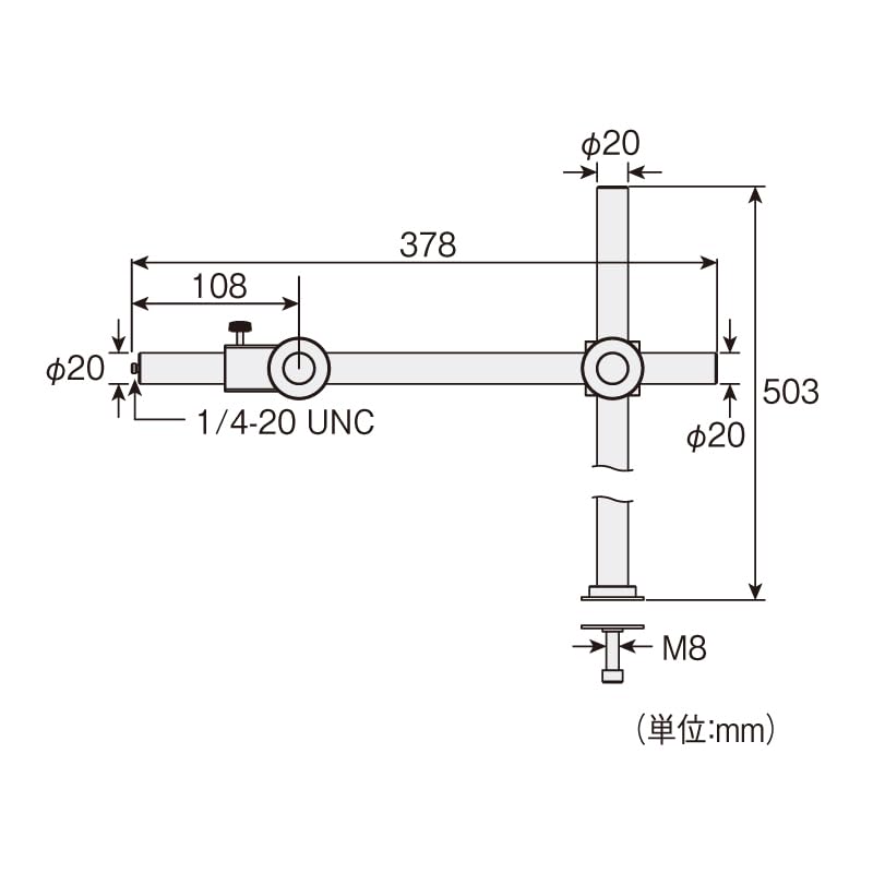 HOZAN Langer gerader Arm Ideal für große Kompatibel mit und mit Spitzenkamera-Schraube L-518, Werkstücke, L-509 L-804 Halterungen,