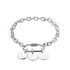 New Customize Name&Date Women Girls Link Chain Bracelet Stainless Steel Round Charm Personalized Jewelry Length 18cm