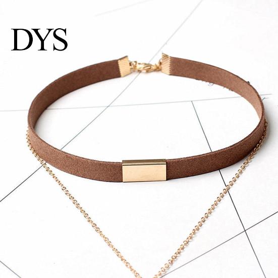 Punk Necklace Women Vintage Faux Suede Multilayer Polished Clavicle Choker Pendant for Party Fashion Necklaces
