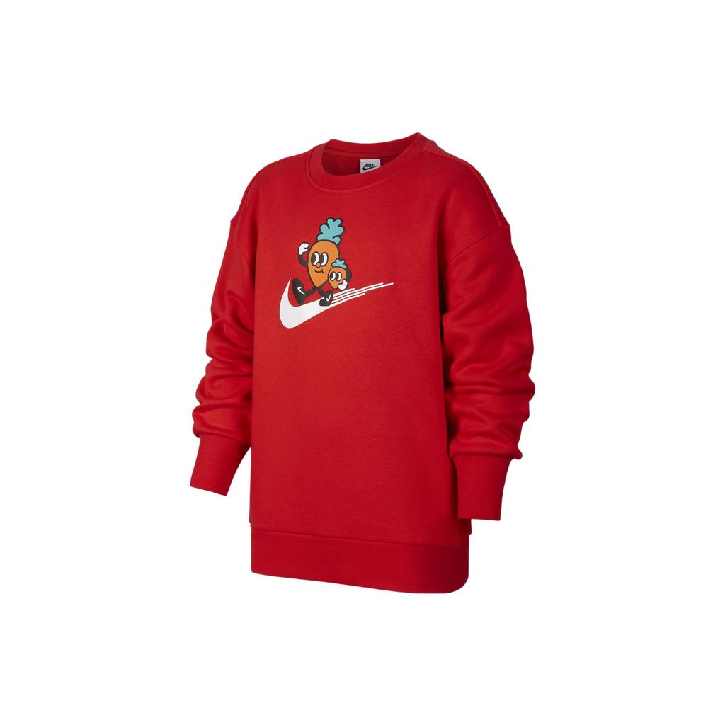 Nike Cny Series Cartoon Pattern Logo Print Crewneck Kids Tops Red FD4074-657