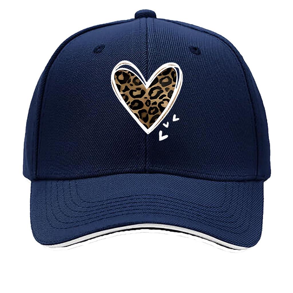 White Frame Leopard Print Heart Home Decor Hip Hop hat Fashion Outdoor Sports Sandwich Baseball Cap