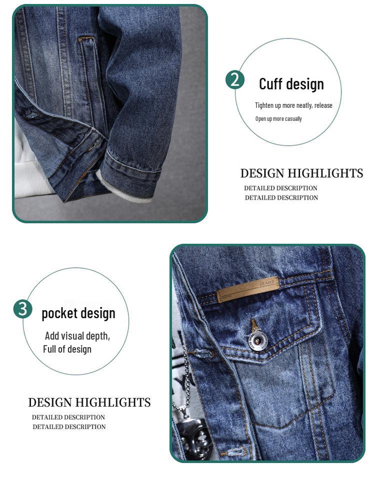 Men’s Vintage Washed Denim Jacket - Casual Spring/Autumn Versatile Top