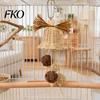 Parrot Toy Rattan Woven Toy, Bell Bird Chew Chewing with Bells or Balls, Cage Accessories for Cockatiels Budgies Small Medium