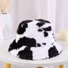 Plush Panama Hats Autumn and Winter Flannel Bucket Hat Korean Style Caps Cow Print Caps Female Hats