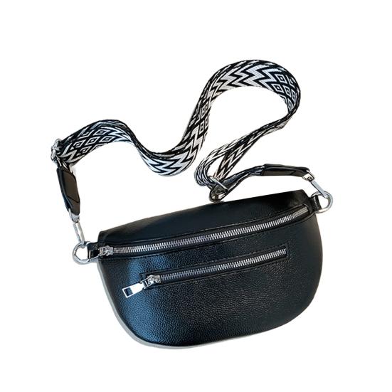 Unisex Crossbody Fanny Pack Faux Leather Waist Pouch with Multiple Zippered Pockets Waist Bag with Adjustable Strap for Travel Work Sports