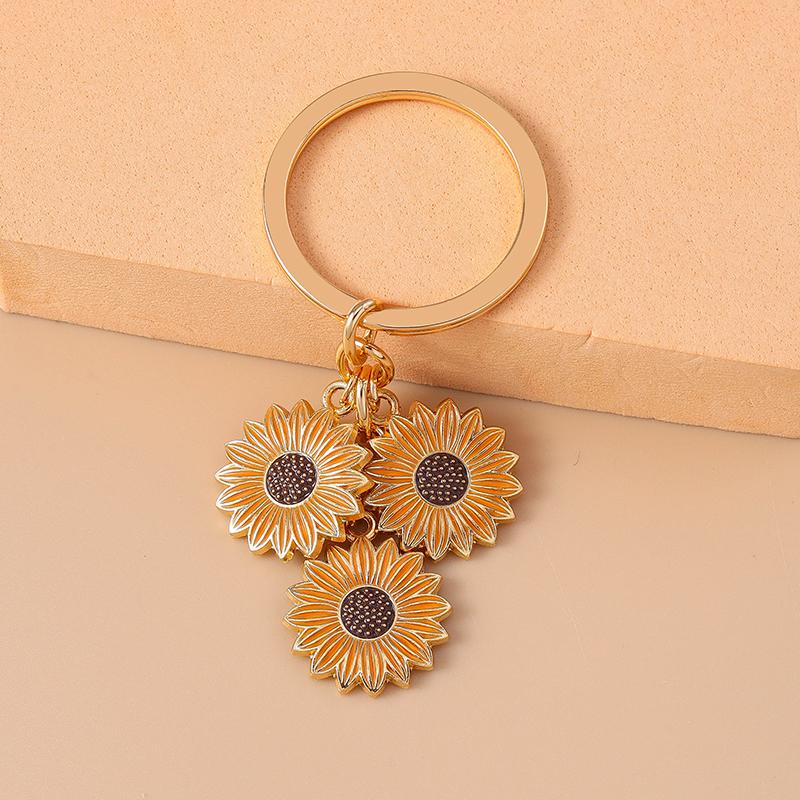 Niedlicher Emaille Sonnenblumen Schlüsselanhänger Frauen Mädchen Blume Schlüsselanhänger Anhänger für Handtaschen Deko DIY Handgefertigter Schmuck Geschenke