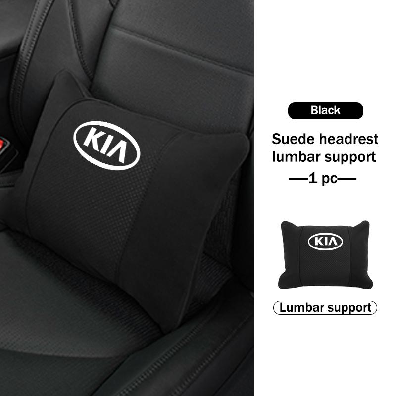 BBEI1 Car Styling Soft Suede Headrest Neck Support Seat Breathable Waist Pad Pillow Mat For KIA Cerato Proceed Venga Stonic Picanto