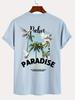 Hochwertiges Herren T-Shirt mit Kokospalmen-Grafik Weiche 100% Baumwolle Leicht & Atmungsaktiv Kurze Ärmel Perfekt für Outdoor-Abenteuer