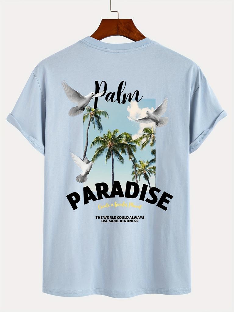 Hochwertiges Herren T-Shirt mit Kokospalmen-Grafik Weiche 100% Baumwolle Leicht & Atmungsaktiv Kurze Ärmel Perfekt für Outdoor-Abenteuer