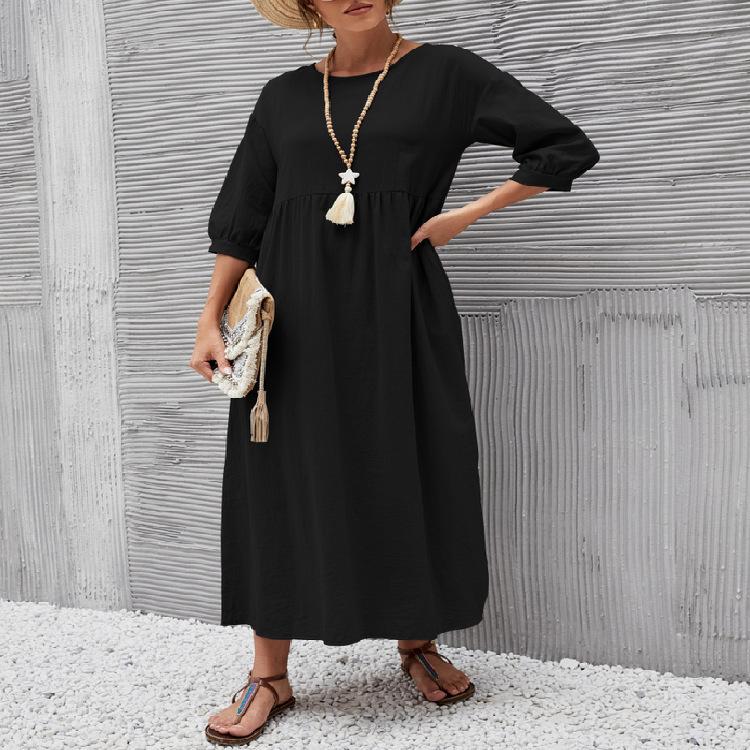 Ladies' New Spring And Summer Fashion Temperament Commuting Breathable And Comfortable Sexy Shirt Long Skirt Dress