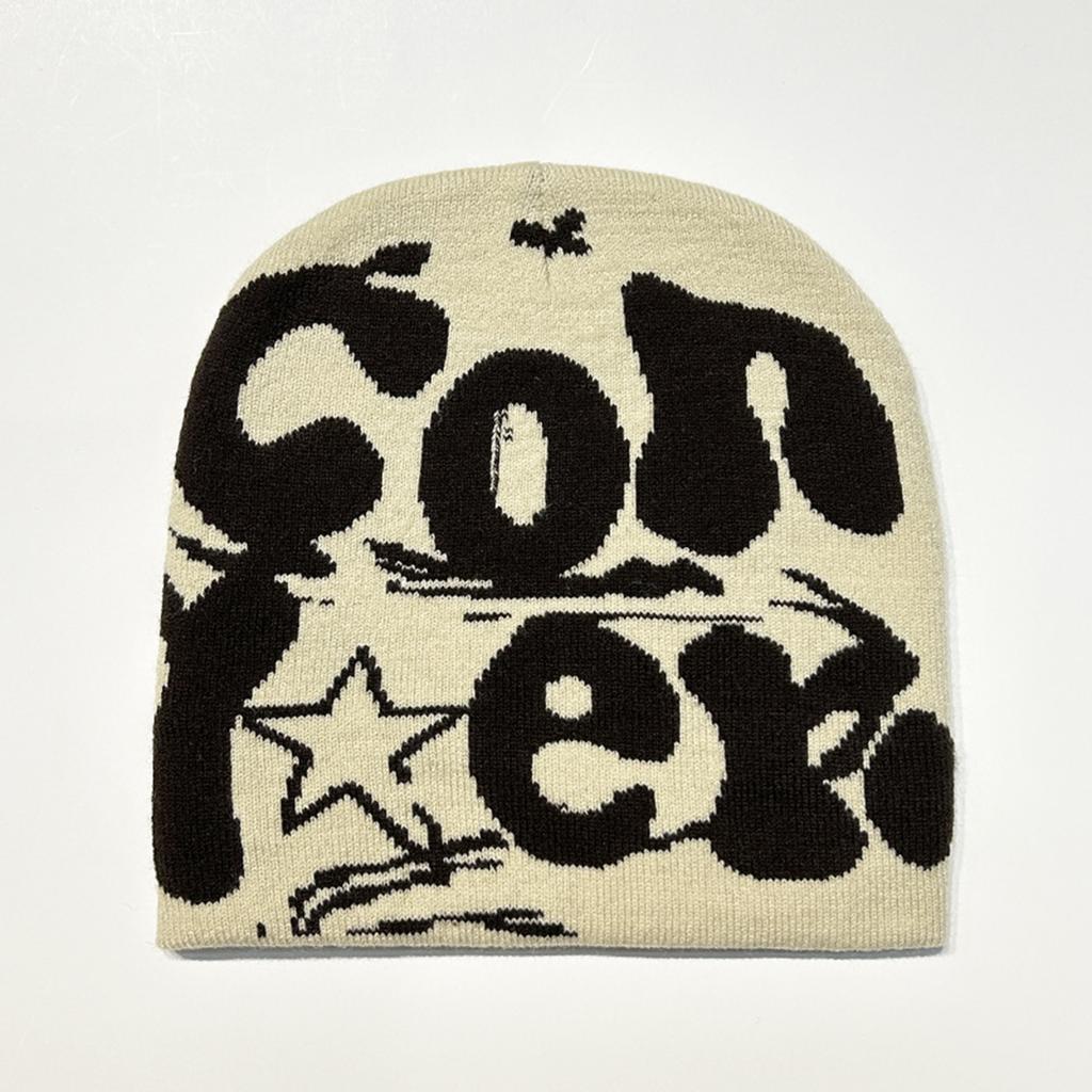 Y2K Girls Harajuku Style Slouchy Beanies for Women Jacquard Hat Versatile Hip-Hop Beanie Hat Skull Cap Turbans