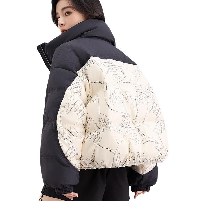 Autumn and Winter White Duck Down Korean Version Loose Stand-up Collar Color Duck Down Jacket