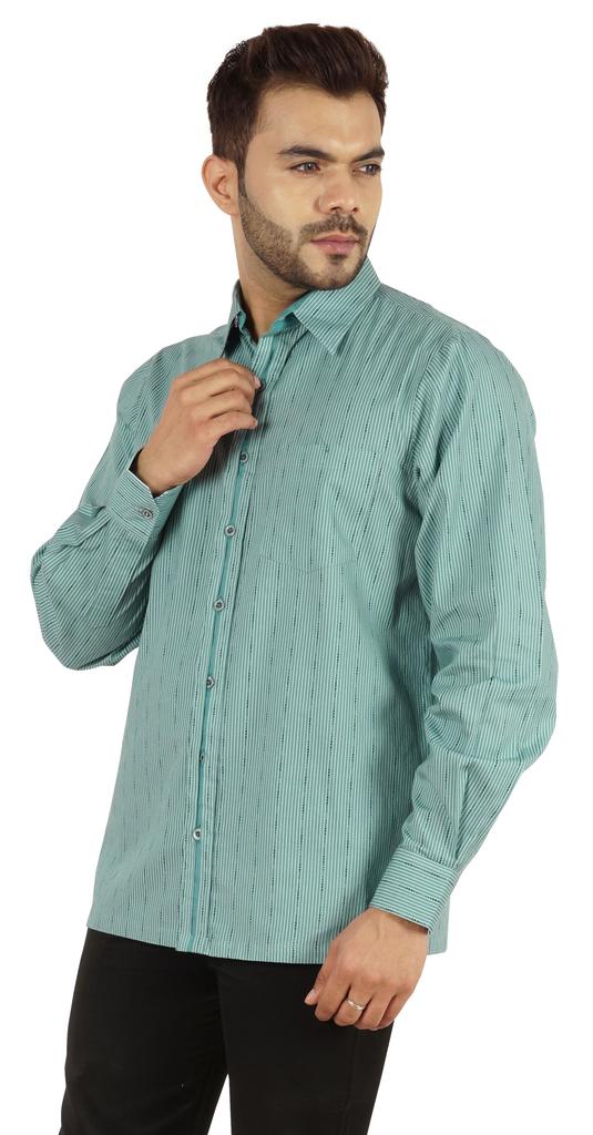 BestMan Printed Shirt For Mens Cotton Office Wear Long Sleeves Button Down Formal