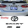 4pcs ABS Covering Car Logo Black Suitcase Trunk Sign Sticker for Toyota 2018-2024 Camry SE AWD:PT948-03191-02 Car Accesorios