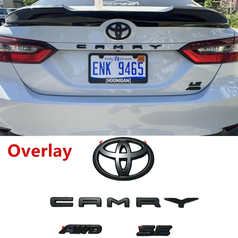 4pcs ABS Covering Car Logo Black Suitcase Trunk Sign Sticker for Toyota 2018-2024 Camry SE AWD:PT948-03191-02 Car Accesorios