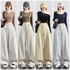 High-Waisted Curved Leg Jeans for Women - 2026 Spring New Style, Pear Shape, Hip-Covering, Slimming, Loose Wide Leg, Floor Length, Casual Long Pants