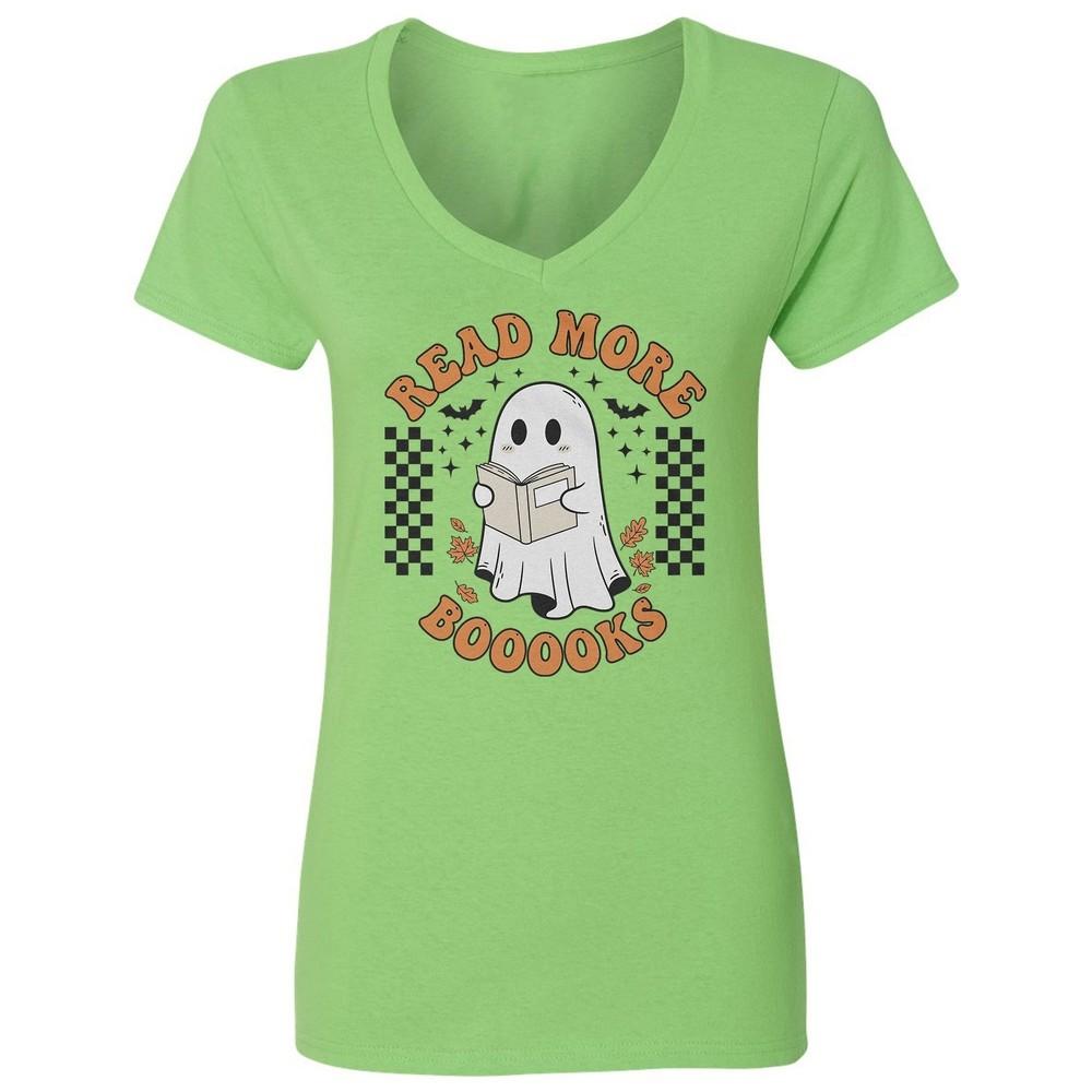 Read More Books Funny Cute Ghost Halloween Quote Ladies  V-Neck Tshirt Unisex T-Shirt S