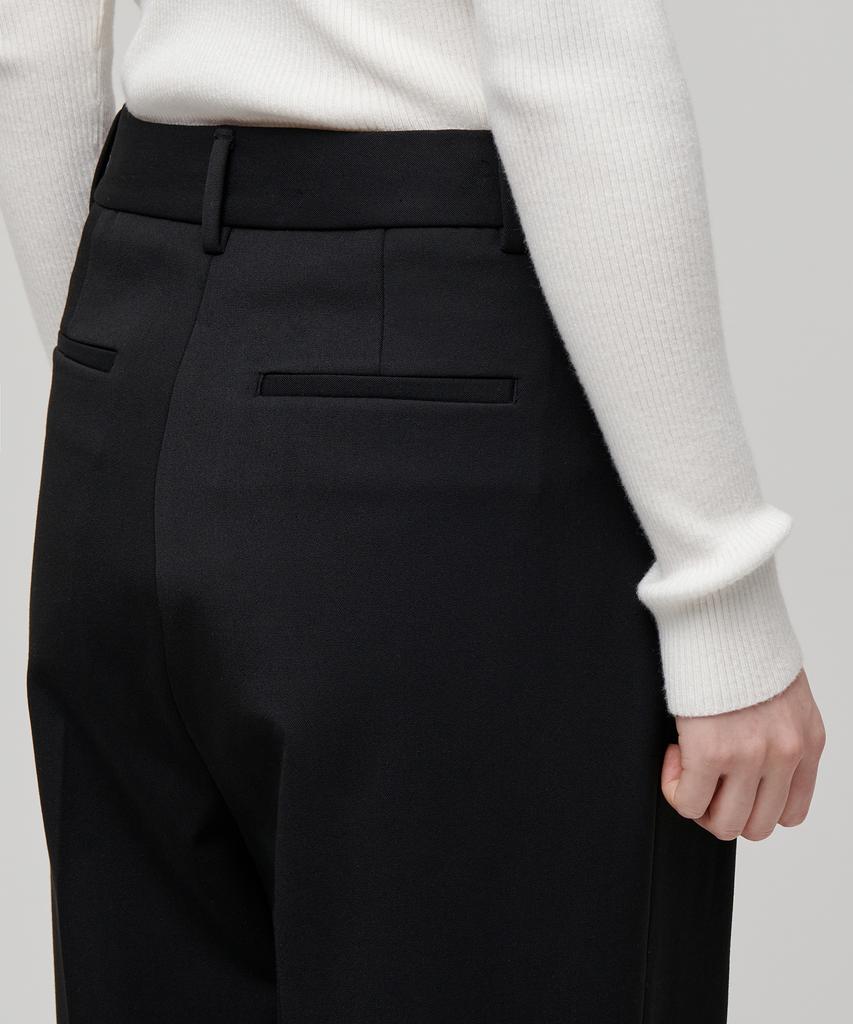 MUSINSA STANDARD WOMAN Women'S Heavyweight Fleece-Lined High-Waisted Wide Hidden Elastic Waist Slacks [Black]