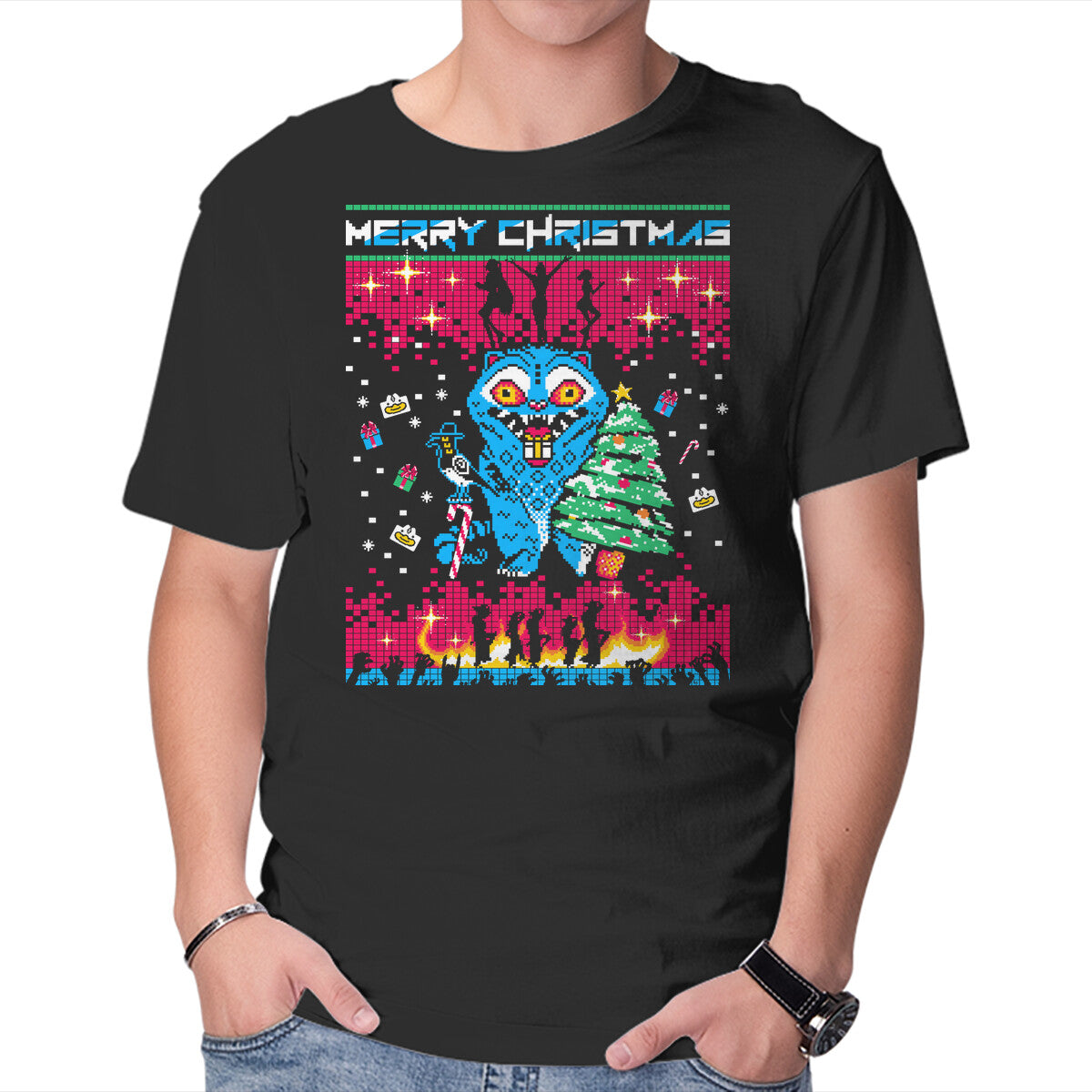 Unisex Crew Neck T-Shirt KPop Christmas Graphic Short Sleeve Casual Tee M