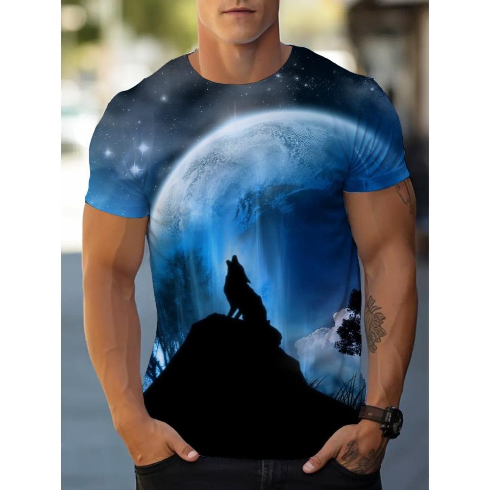 T-shirt Stampa Digitale 3D Top Manica Corta da Ragazzo e Uomo Versatile Traspirante