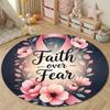 Artistic Round Floral Multicolor Carpet, Non-Slip Floor Mat for Hallway