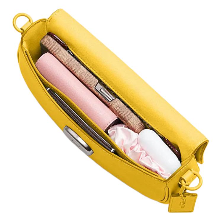 Coach Emmy 23 Chiusura a Logo Borsa a Sella in Pelle Borse da Donna Giallo Canarino CR666-LHCY3