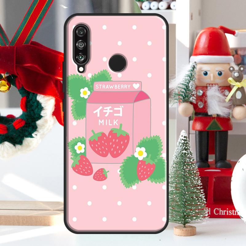 Kawaii Strawberry Milk For Huawei Nova 7i 8i 11i 12i 12s Y73 Y70 Y90 Y60 Y72 Y61 Y91 9 10 SE P30 Pro P40 Lite Case