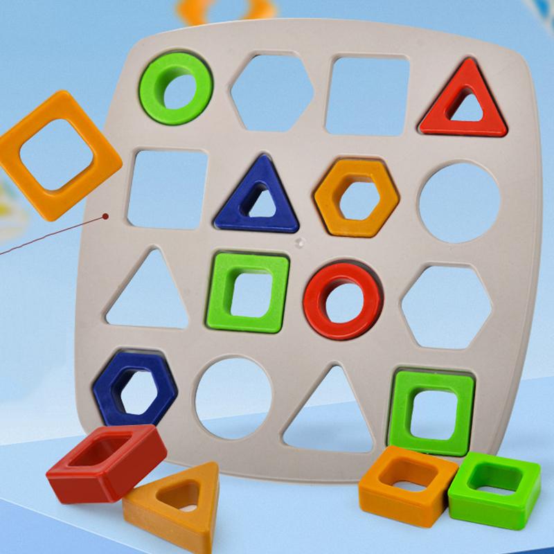 Geometric Puzzles Shape Color Matching Board Preschool Educational Montessori Toys Kids Brain Teaser Puzzle Logic Game with Card