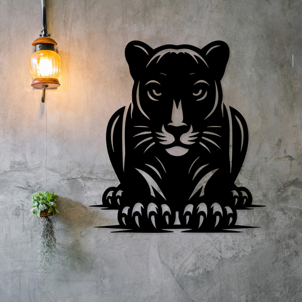 Tiger Metal Wall Art Mural Rust Resistant Wildlife Decor Halloween New Year Gift Home Garden Fence 1pc