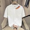 Street Casual Trend All-match Heavyweight Cotton Printing Rainbow Soft Loose Comfort New Style Men's Short Sleeved Summer 2024