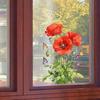 Flower Window Clings Red Floral Blossom Glass Doors Window Stickers Removable PVC Static Decals for Living Room Office Home Decoration