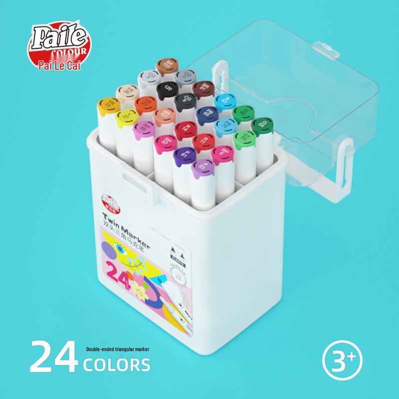 Popular Quick-Dry Double-Ended Marker Set: 12, 24, 36, 48, 60 Colors with Triangular Barrel and Eco-Friendly Ink.