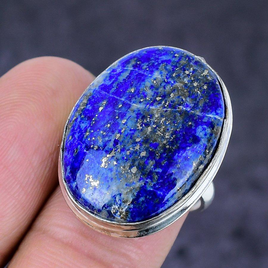 Lapis Lazuli Gemstone Handmade 925 Sterling Silver Jewelry Ring Size 7 u6B05
