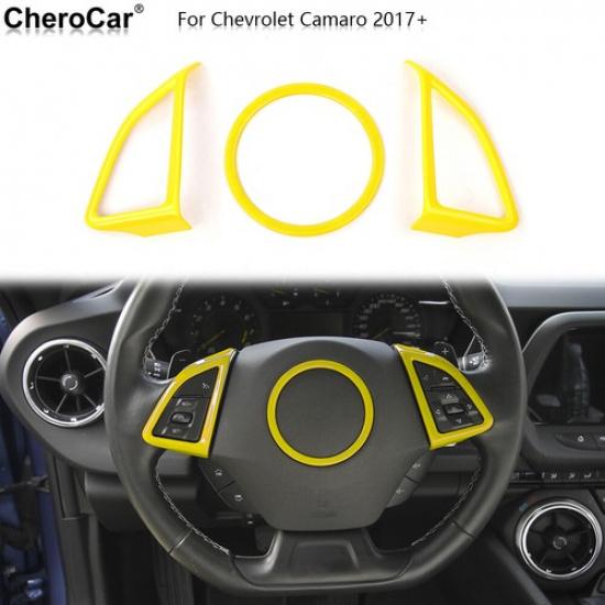 Für 2017+ Chevrolet Camaro Lenkradabdeckung Zierleiste Innenzubehör Gelb
