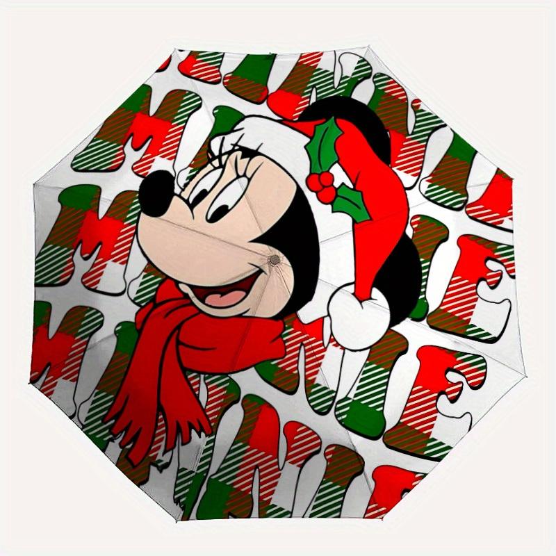 

1pc Minnie Mouse Christmas Automatic Umbrella Durable Iron Frame & Plastic Handle, Sturdy Construction, Playful Design yy250822024