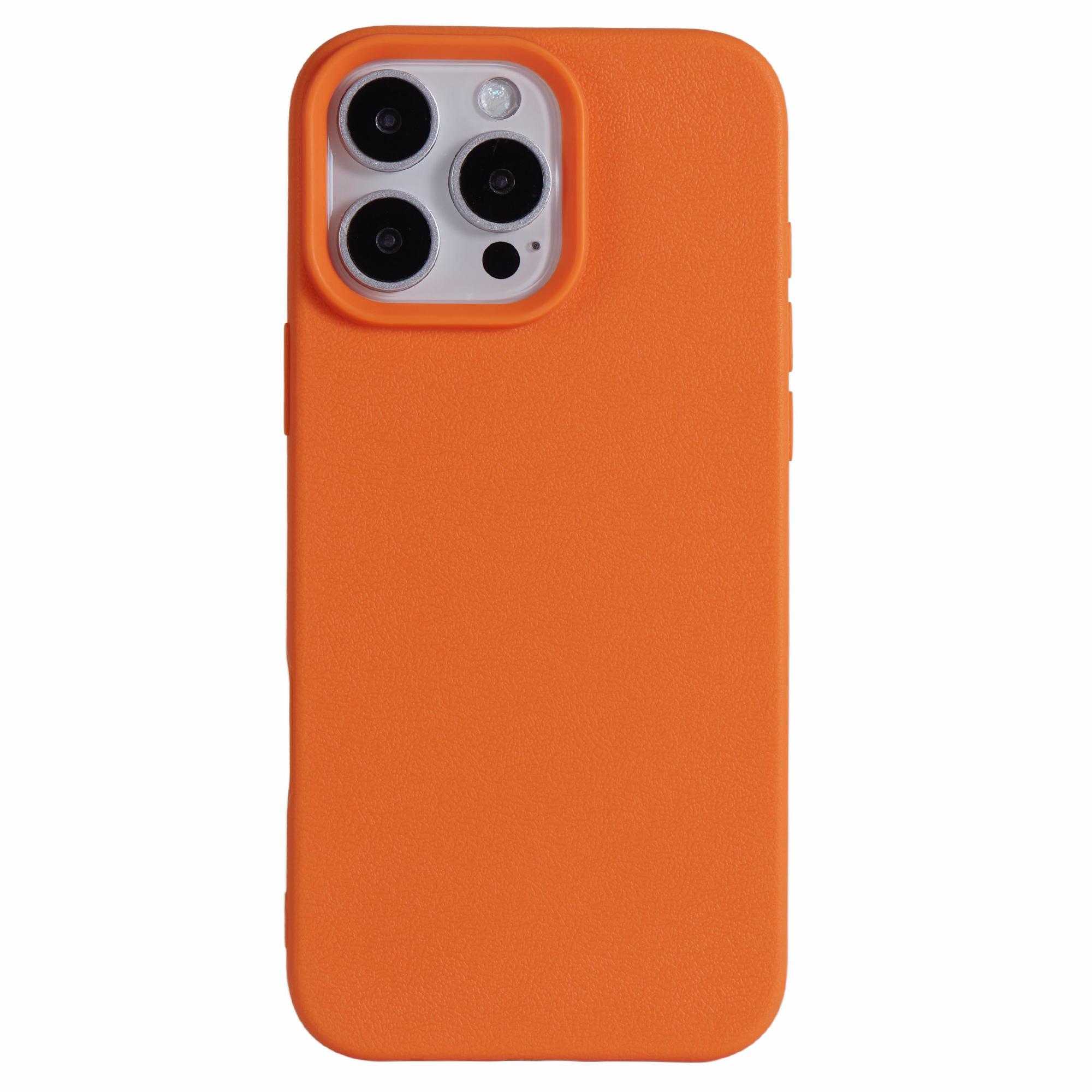 

For iPhone 16 Pro Case Litchi Texture TPU Shockproof Phone Cover Orange