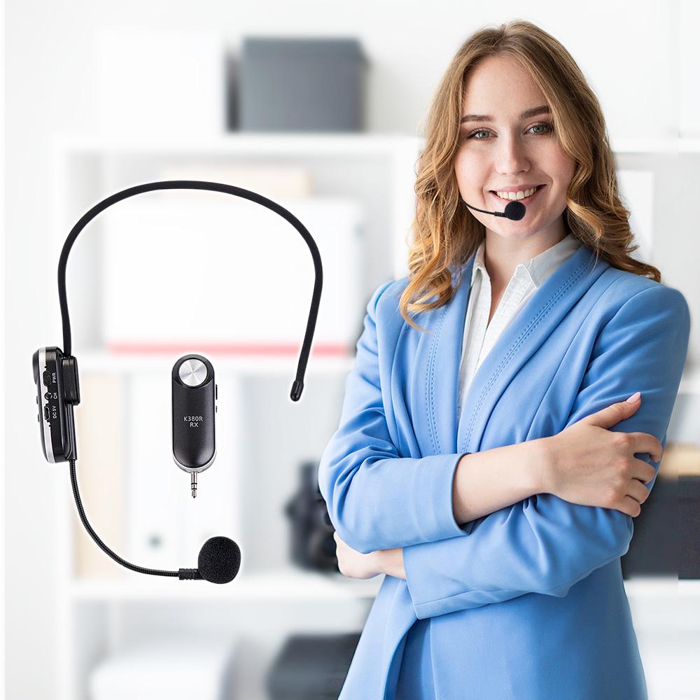 Lightweight Portable Wireless Headset Microphone UHF Mic with Receiver Box Music System for Speaker Voice Amplifier for Teaching Training