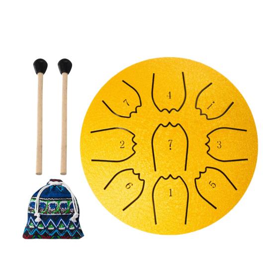 Steel Tongue Drum 4/6 Inch 8/9 Tone Rain Drum for Outside Garden Sound Healing Musical Instruments for Adults Kids Mini Handpan Drums for Meditation