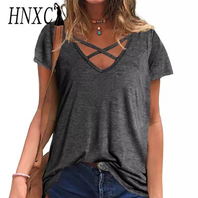 Women's Fashion Casual Summer Spring Solid Color Print  Short Sleeve V-Neck Blouses & Shirts