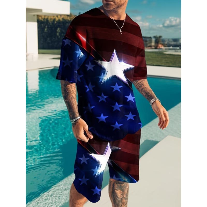 Мужской костюм из футболки и шорт, костюм с коротким рукавом и шортами S